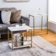 Faux marble nesting tables in white with gold steel frames, perfect for small spaces and versatile use in any room.